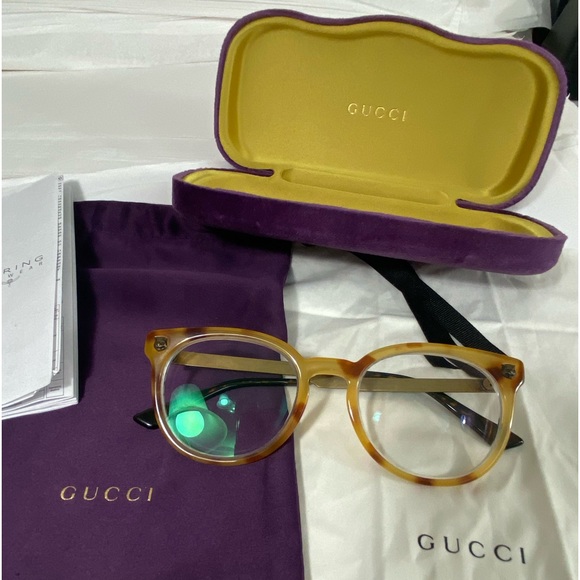 🔴⬇️ GUCCI light tortoise shell tiger eye glasses optical 🐯 MADE IN ITALY - Picture 9 of 11